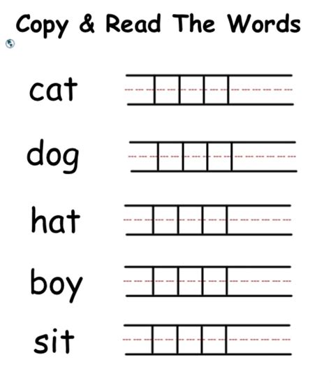 writing  copy  read words interactive worksheet riset