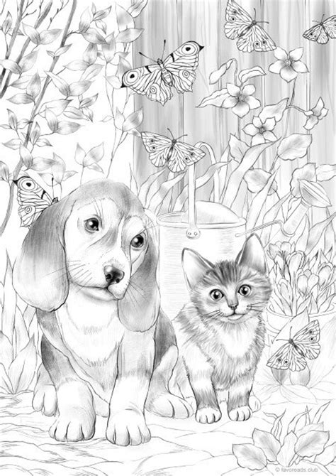 kitty  dog printable adult coloring page  favoreads etsy cat