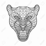Jaguar Coloring Drawing Animal Zen Adult Getdrawings sketch template