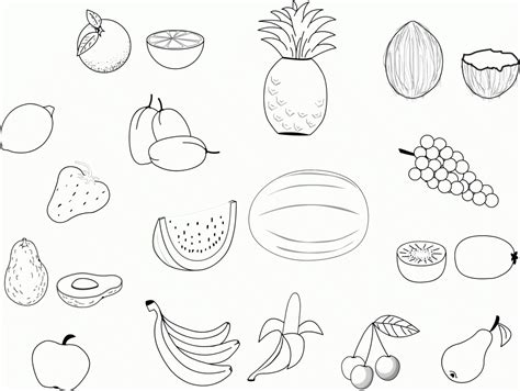printable fruits colouring pictures  kindergarten clip art library