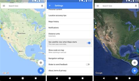 google maps android beta  satellite view   features