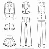 Flat Sketches Fashion Clothes Women Vector Clothing Set Drawing Flats Drawings Template Technical Dress Illustrator Portfolio Illustration Collection Sketching Illustrations sketch template
