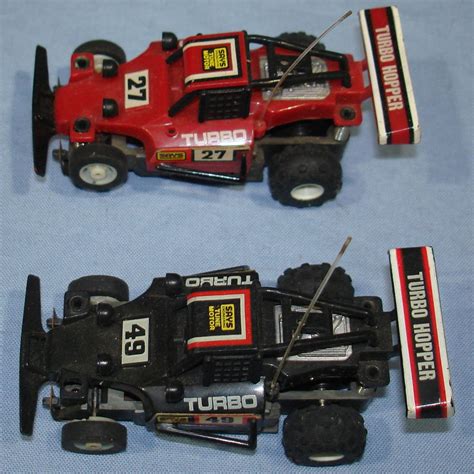 tyco turbo hopper dune buggies slot car racing runners red  black  mister coney item