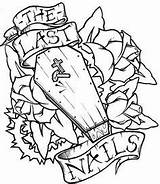 Tattoo Coffin Flash Drawing Nails Last Skull Designs Outline Tattoos Deviantart Getdrawings Roses Casket sketch template