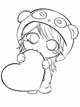 Panda Heart Easy Chibi Drawing Pages Deviantart Drawings Coloring Anime Cute Girl Kawaii Draw Simple Base Sketch Manga Sketches Cartoon sketch template