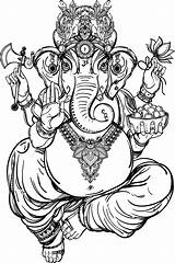 Elephant Drawing Outline Ganesh Thai Ganesha God Illustration Thailand Bal Cartoon Painted Hand Deity Paintingvalley Flower Collection Vector Drawings Getdrawings sketch template
