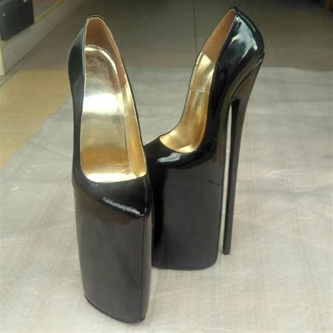 new design genuine leather pump extreme high heel 30cm high heel 14cm