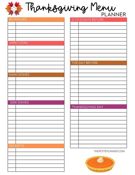 printable thanksgiving menu planner plan  fave holiday dishes