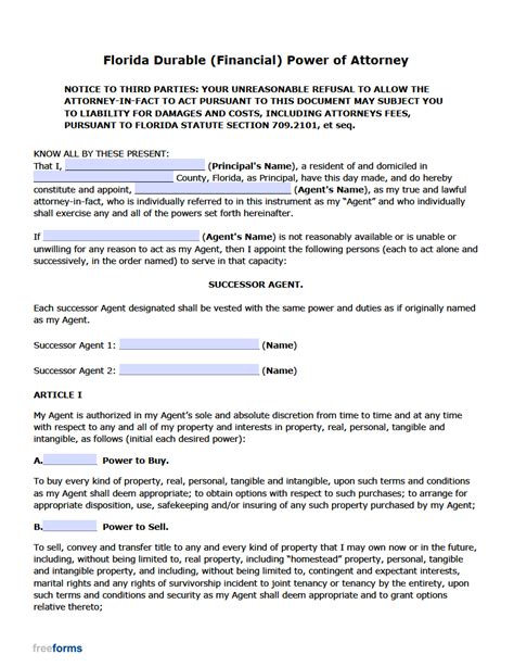 printable power  attorney form florida invest detroit