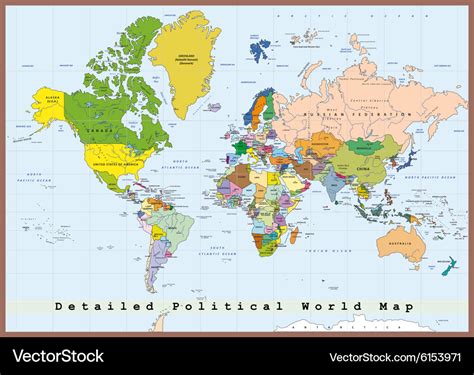 detailed political world map  capitals vector image