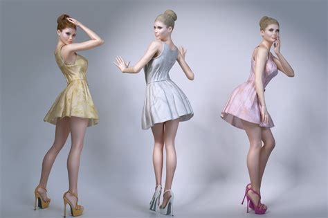 girl wearing summer dresses 3d model max obj fbx
