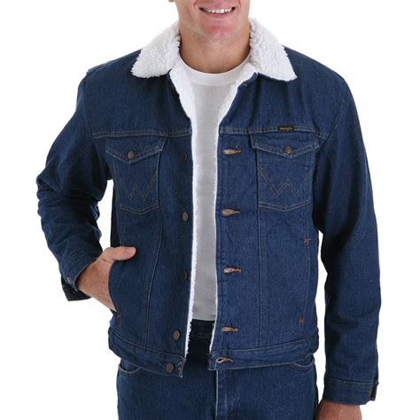 wrangler sherpa lined jean jacket blue denim stampede tack