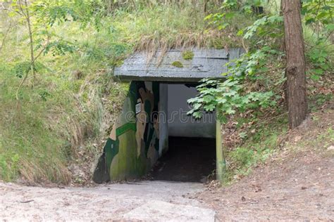 entrance  historical bunker  hel peninsula editorial photo image