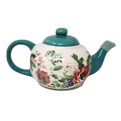 The Pioneer Woman Country Garden Ceramic Teapot Kitchen Floral Teal