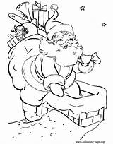 Coloring Chimney Santa Claus Christmas Colouring Pages Print Large sketch template