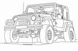 Jeep Coloring Wrangler Drawing Pages Rubicon Line Cartoon Drawings Book Kids Off Guru Attn Tj Color Truck Jeeps Cars Road sketch template