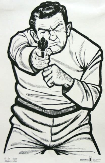 G52 Range Target Large Thug With Handgun Silhouette