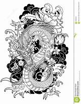 Dragon Tattoo Tattoos Drawings Drawn Hand Sleeve Designs Malbuch Traditional Im Colour Japanese Stil Japanischen Coloring Drawing Flowers Line Sketch sketch template