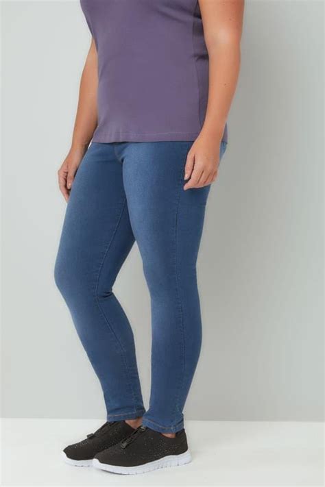 Blue Washed Pull On Stretch Shaper Jenny Jeggings Plus