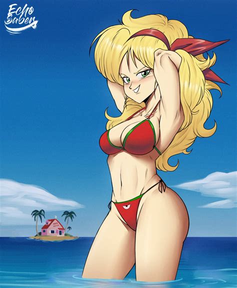 rule 34 1girls bikini blonde hair dragon ball echosaber