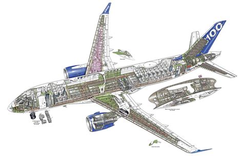 bombardier cs airbus  cutaway drawing  high quality