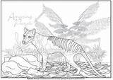 Tasmanian Thylacine sketch template