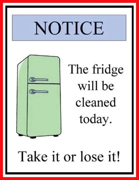 fridge clean  sign printable   printable signs