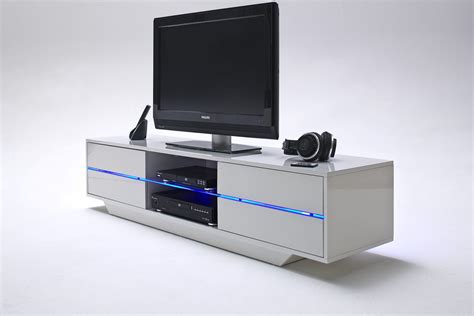 meuble tv moderne blanc laque brillant hilde matelpro