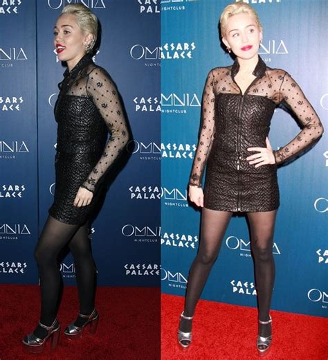 Miley Cyrus Hot Legs In Stockings And Sexy Cocktail Dress