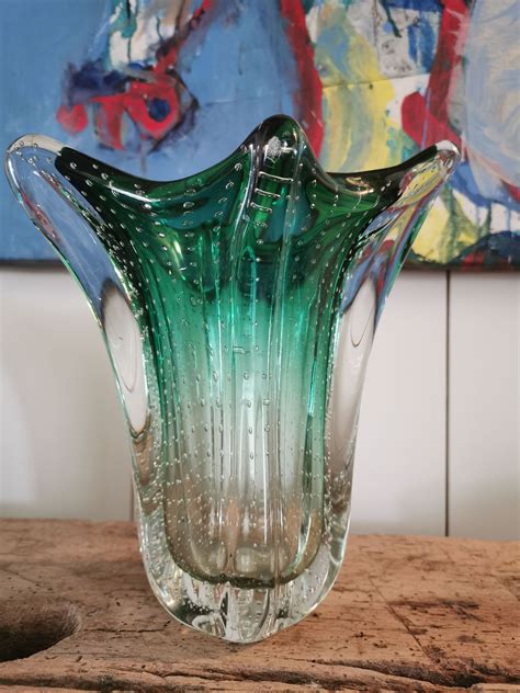 Vintage Vase Bubble Glass Murano Italian 1970 Design Market