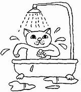 Badewanne Kleurplaten Bain Malvorlagen Coloriages Katze Animaatjes Duscht Imprimer sketch template