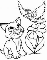 Tiere Kinder Malvorlagen Katze Ausmalen Vogel Blume sketch template