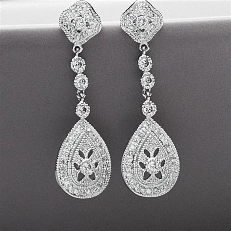 vintage style drop crystal earrings  queens bowl notonthehighstreetcom