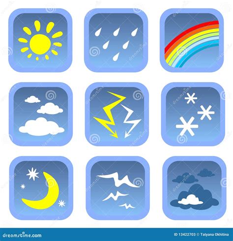 weather symbols set stock vector illustration  bird