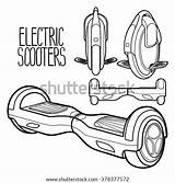 Hoverboard Coloring Pages Electric Wheels Scooters Scooter Line Stock Mono Hoverboards Isolated Drawn Wheel Graphic Collection Style Template Shutterstock sketch template