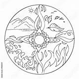 Coloring Mandala Elements Water Earth Fire Air Diksha Pages Stock Four Dreamstime Element Mandalas Vector Nature Adult 1300 02kb sketch template