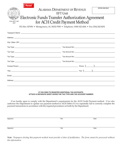 Printable Blank Ach Authorization Form Template