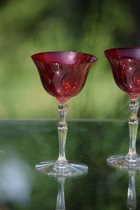 vintage red wine glasses set of 4 morgantown majestic