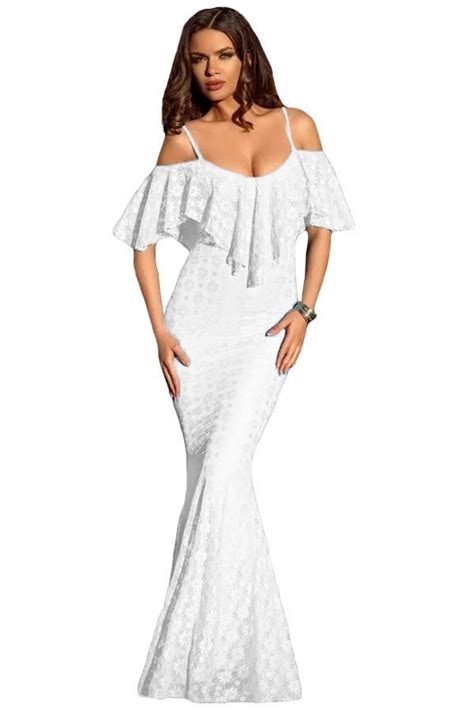 Women Elegant Off Shoulder White Mermaid Dress Online