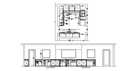 Kitchen Elevation And Platform Division Design Cad Drawing Details Dwg