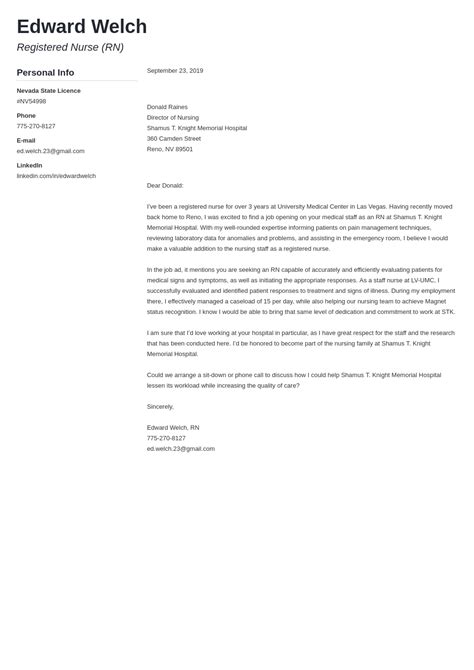 nursing cover letter examples templates