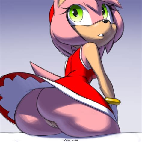 rule 34 2015 amy rose anthro ass back view big ass big butt black nose bottomless clothed