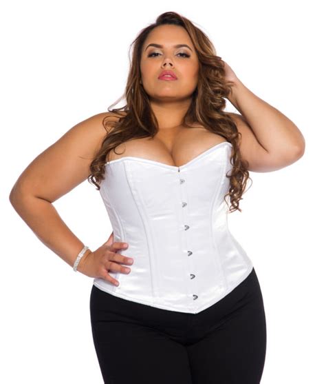 jenna white satin plus size overbust corset glamorous corset