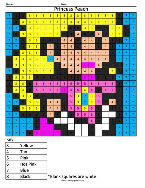 princess peach color  number color  number printable color