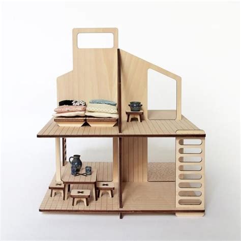 mini house wooden modern dolls house flat packed   etsy maison de poupee en bois