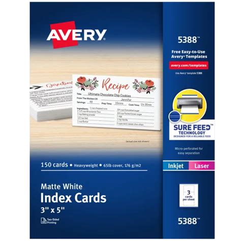 avery printable index cards   feed technology    white