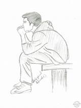 Boy Sad Drawing Drawings Lonely Getdrawings Pencil sketch template