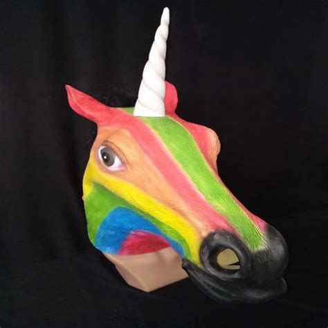 halloween lovely unicorn head latex mask full head cute color horse