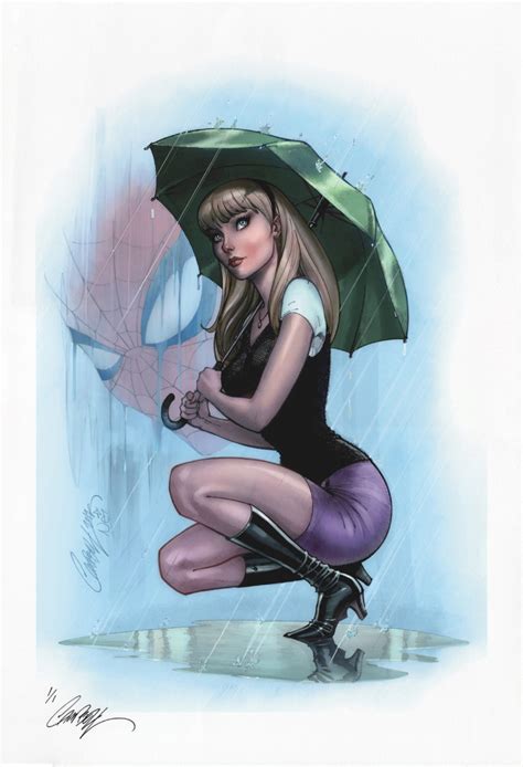 j scott campbell and nei gwen stacy pin up colored in ron lim s 2012 acquisitions comic art