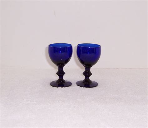 2 Cobalt Blue Glass Cordials Triple A Resale